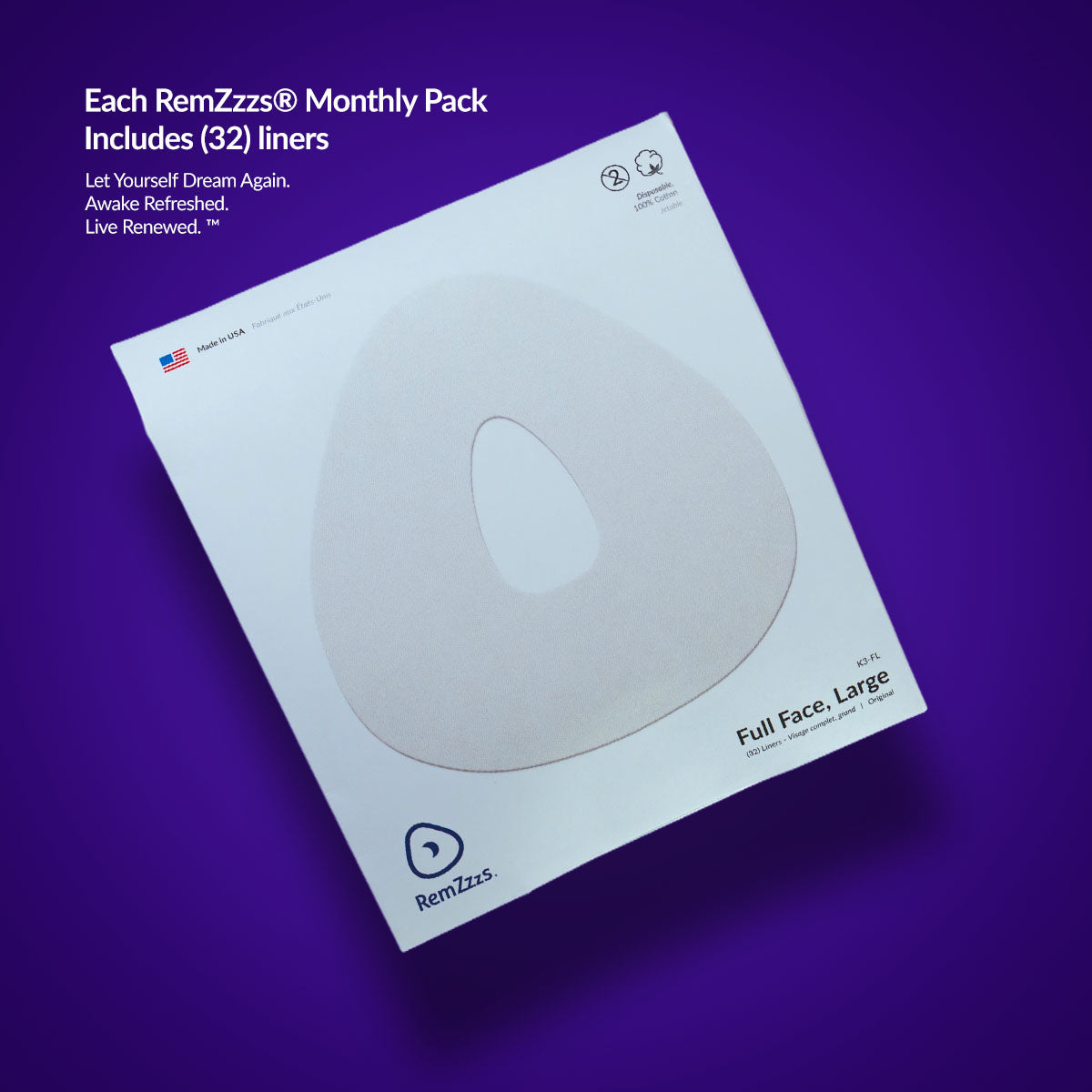 RemZzzs® K3 Full Face CPAP Mask Liner | Large