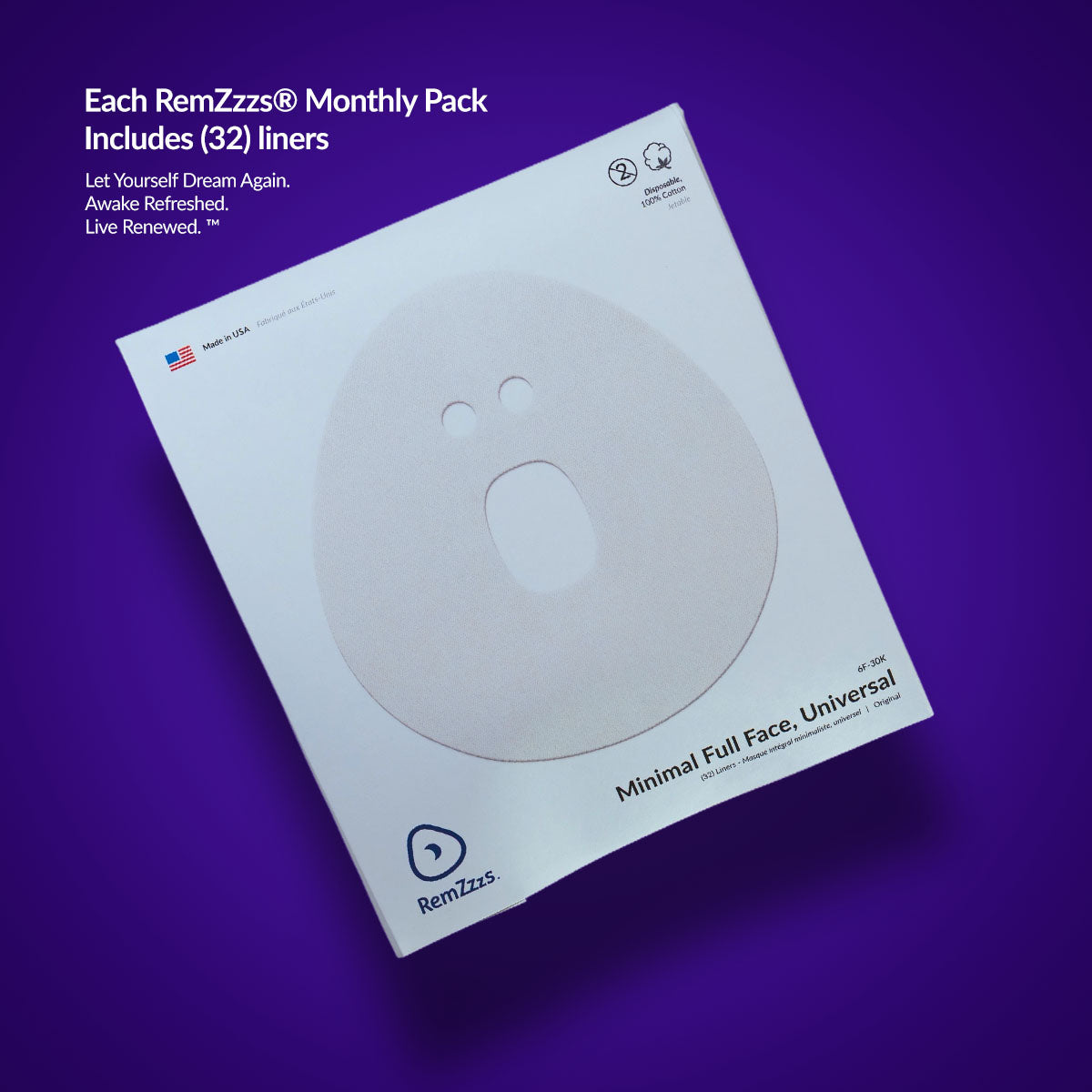 RemZzzs® 6F-30K Minimal Contact CPAP Mask Liner | Universal