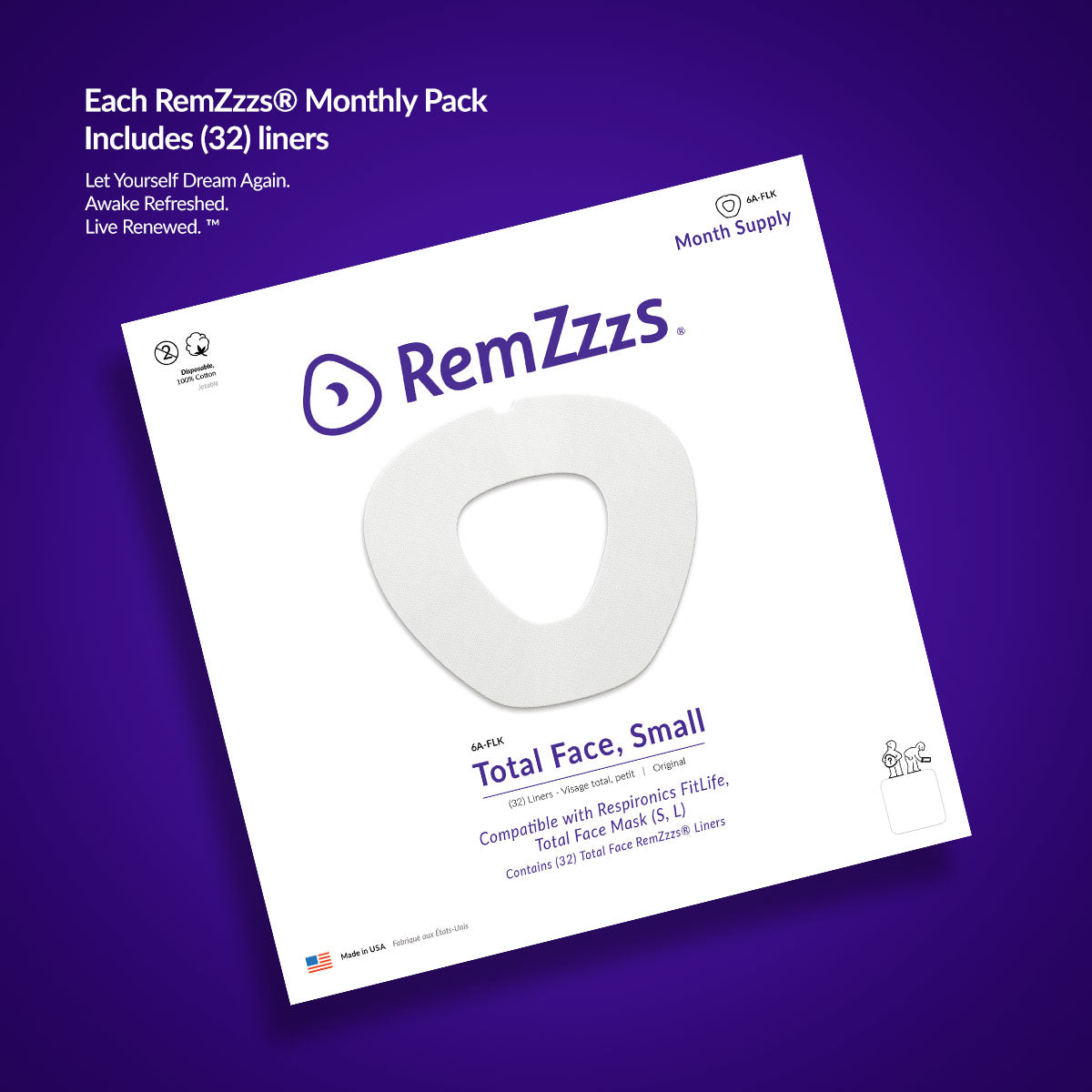 RemZzzs® 6A-FLK Total Face CPAP Mask Liner | Small