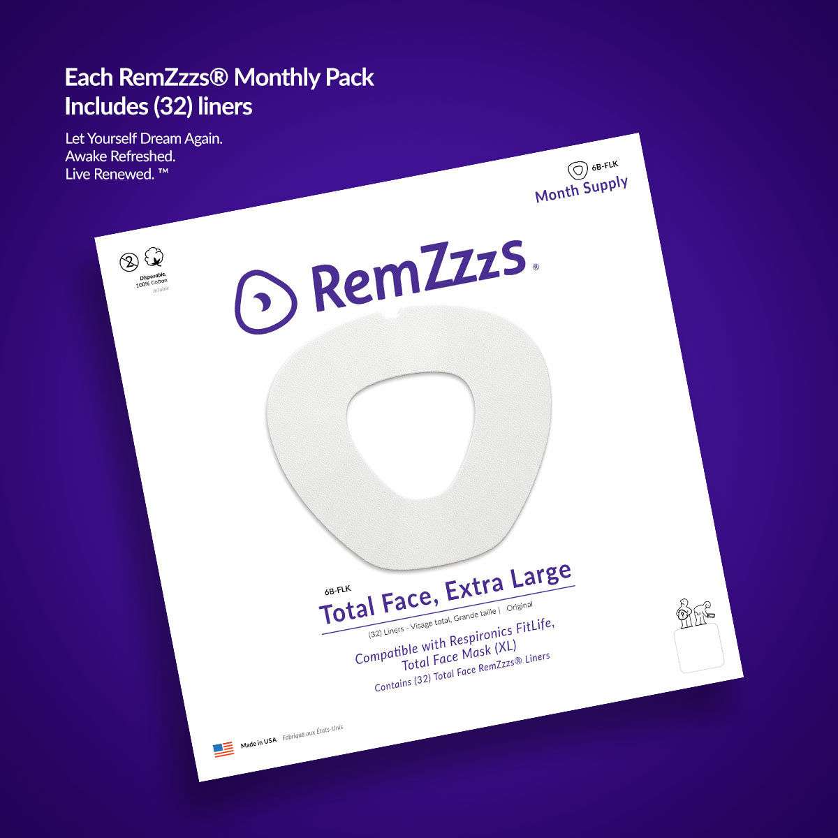 RemZzzs® 6B-FLK Total Face CPAP Mask Liner | XL