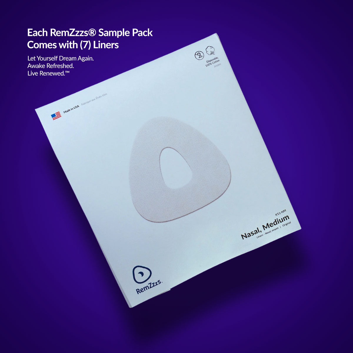 RemZzzs® S11-NM Nasal CPAP Mask Liner | Sample Pack, Medium