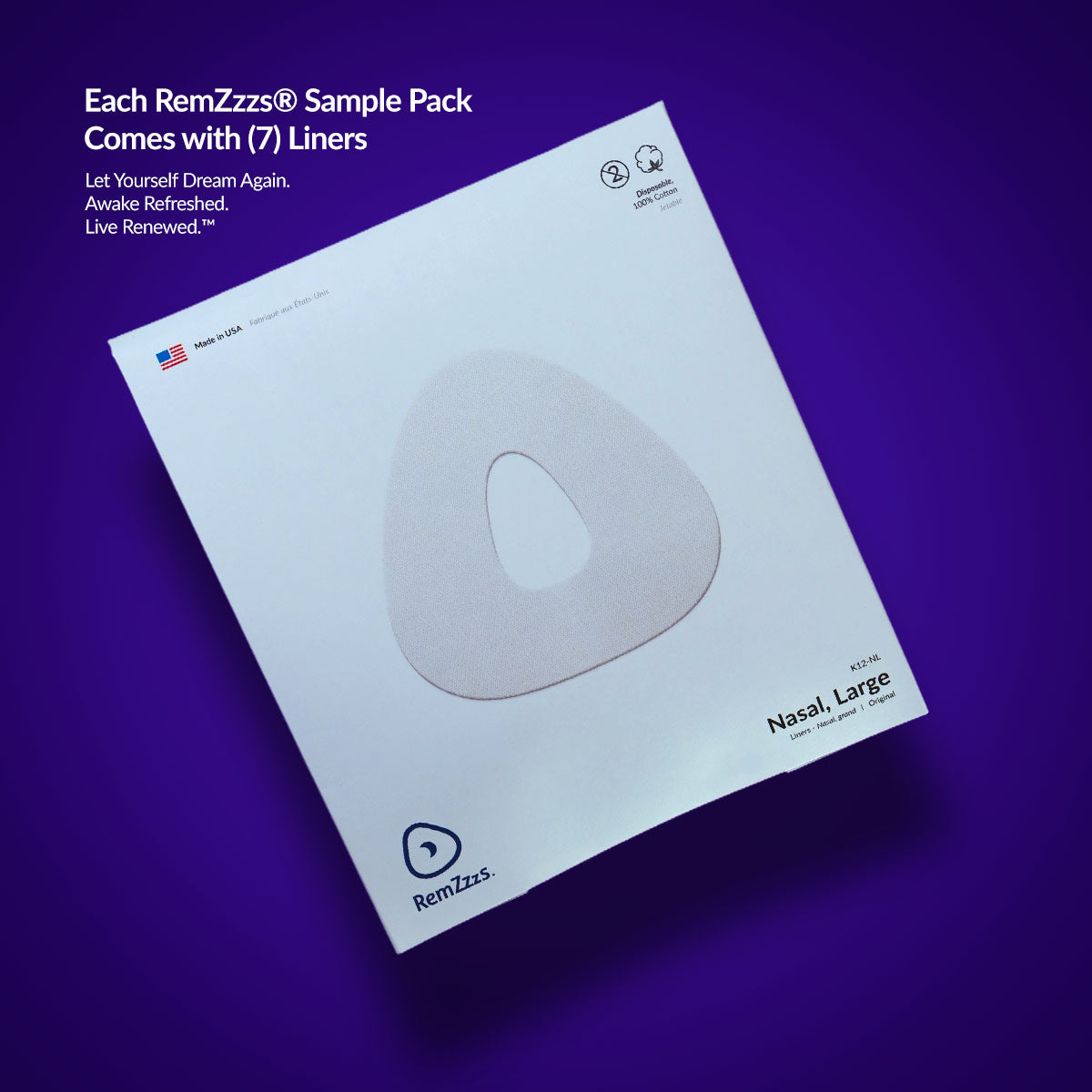 RemZzzs® S12-NL Nasal CPAP Mask Liner | Sample Pack, Large