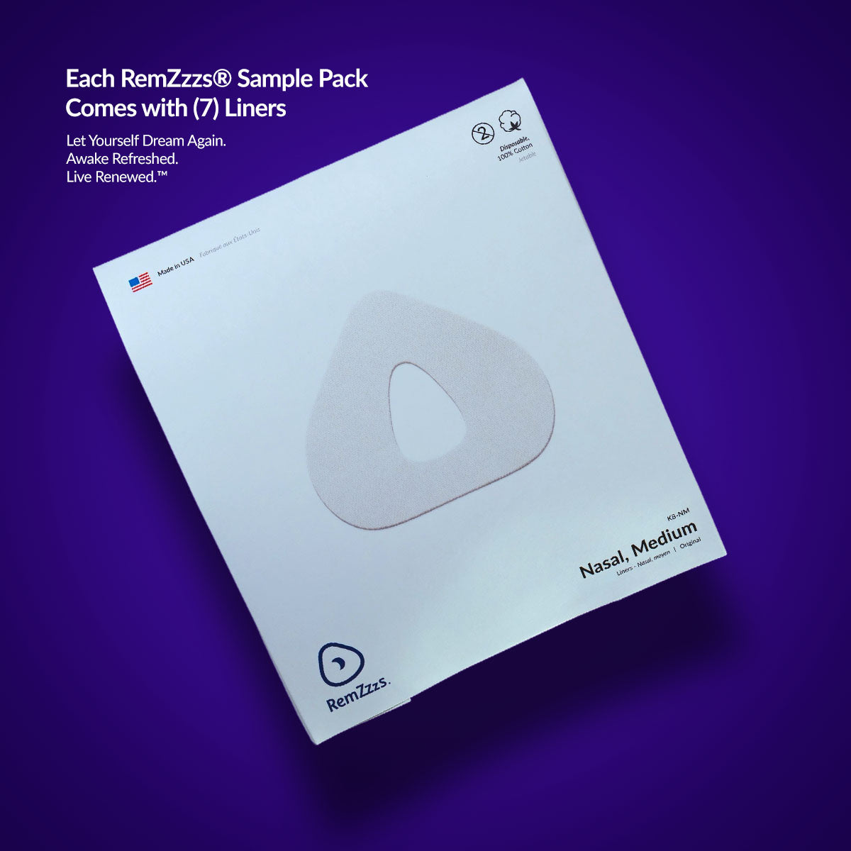 RemZzzs® S8-NM Nasal CPAP Mask Liner | Sample Pack, Medium, Wide